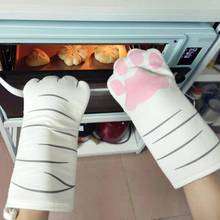 3D Cartoon Cat Paws Oven Mitts Long Cotton Baking Insulation Microwave Heat Resistant Non-slip Gloves Animal 1PC 2024 - buy cheap