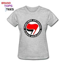 Antifa Symbol T shirts Women Sometimes Antisocial Always Antifascist T-shirt Antifascism Socialist Leftist Antifa Flag Logo Tee 2024 - buy cheap
