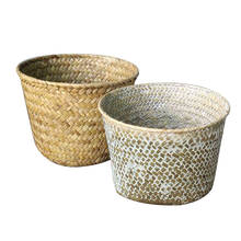 2020 cestas de armazenamento de bambu artesanal lavanderia palha retalhos vime rattan seagrass barriga jardim flor pote plantador cesta 2024 - compre barato