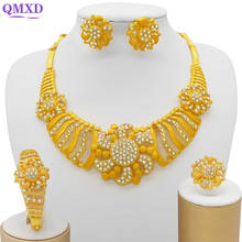 Dubai 24K gold color jewelry sets African wedding gifts lady party for women necklace bracelet earrings ring bridal 2024 - buy cheap