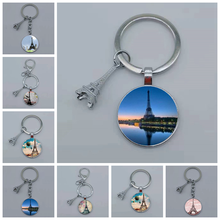 Llavero con diseño de la Torre Eiffel, colgante cónico de cristal con foto artística, bricolaje, regalo, joyería 2024 - compra barato