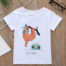 Cute New Summer Kids Clothing Sloth Cute Boys Girls T-Shirts Fashion Painted White Children's Top Design Round Neck Baby T-Shirt 2024 - buy cheap