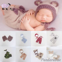 Adereços para fotografia de bebês recém-nascidos, conjunto de roupas, chapéu + macacão para fotos da família 2024 - compre barato