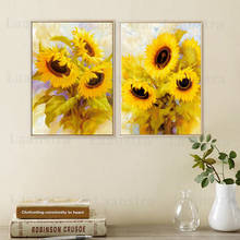 Quadros de girassol para parede, pintura artística, sensação de calor, amarelo, sala de estar, decoração de casa, pôster, cafeteria, estante, impressão decorativa 2024 - compre barato