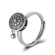Anéis abertos de estilo étnico retrô de seis personagens mantra, criativo para mulheres, prata tibetana joias rotativas amuletos 2024 - compre barato
