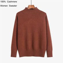 Pure 100% Cashmere Sweater Women knitted Autumn and Winter Thicken Pullover Half Turtleneck Bottoming Shirt Inner Mongolia 2024 - buy cheap