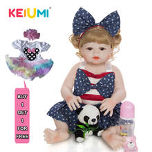 KEIUMI 22 Inch New Style Baby Reborn Girl Doll Full Silicone Newborn Doll Toy With Gold Curve Hair Child Birthday Xmas Gift 2024 - buy cheap