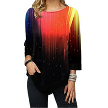 Fashion 3D T shirt Women Print Long Sleeve Top Color Matching Tees O-Neck Women Clothes 5XL Camiseta Mujer Irregular Ropa Mujer 2024 - buy cheap