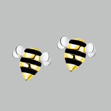 Foxanry Prevent Allergy 925 Sterling Silver Stud Earrings New Trendy Cute Black Drop Glaze Bee Elegant Party Jewelry for Women 2024 - buy cheap