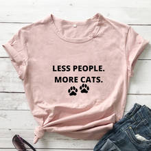 Camiseta con estampado de "Less People More Cats" para mujer, playera divertida con estampado de "Distancing Social", camiseta introvertida 2024 - compra barato
