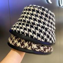 Designer Bucket Hat Flat Fishing Hat Female Casual Fisherman Hat Autumn Winter Women Houndstooth Plaid Tide Basin Cap Man Cap 2024 - buy cheap