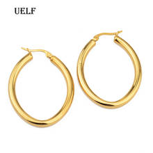 Uelf Gold color circle creole earrings, Stainless Steel Big Round wives Hoop Earrings gifts for women 2024 - buy cheap