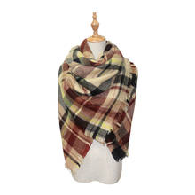 Кашемировый шарф длинная клетчатая шаль треугольный классический платок плед пончо бандана палантины пашмины шарф для женщин 2019 2024 - купить недорого