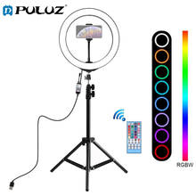 PULUZ-Anillo de luz LED RGBW para selfi, 10 pulgadas, 26cm, vídeo Vlogging y trípode, Kits de transmisión en vivo con Control remoto y abrazadera para teléfono 2024 - compra barato