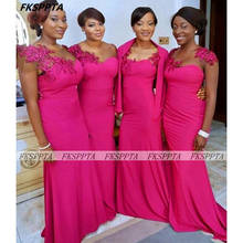 Платье-Русалка Женское атласное, с аппликациями, цвет фуксия, платье подружки невесты из Африканской ткани 2024 - купить недорого