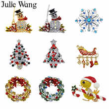 Julie Wang-broche de Navidad con diamantes de imitación, esmalte variado, corona de copos de nieve, Año Nuevo, joyería de regalo para Navidad, 4-9 unidades por paquete 2024 - compra barato