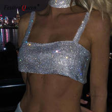 Sparkle Crystal Rhinestone Sexy Camis Full Diamonds Low Cut Backless Sleeveless Crop Tops Chic 2022 Women Party Club Camisole 2024 - buy cheap