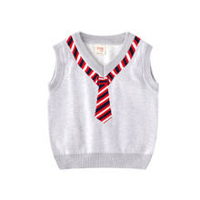 Cotton Boys Sweater Vest Casual 2-7Year Tie Sleeveless Kids Pullover Print V-Neck Autumn Clothes Boys Clothing 2024 - buy cheap