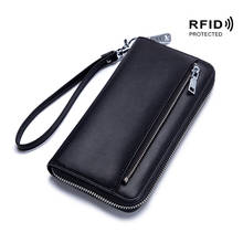 RFID Blocking Women Leather Wallet 2021 Long Zipper Lady Purse Clutch Wristlet Cowhide Wallet Female Phone Purse Coin Pocket 2024 - buy cheap