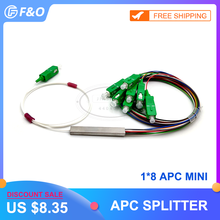 Wholesale 0.9mm Steel Tube Fiber Optic PLC Splitter 1x8 SC/APC Mini Blockless 1*8 SC APC Connector 2024 - buy cheap