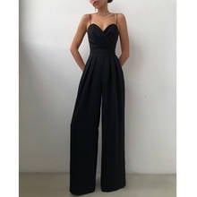 Women Elegant Spaghetti Strap Jumpsuits High Waist Wide Leg Solid Sleeveless Backless Sexy Casual Summer Bodycon Romper Female 2024 - buy cheap