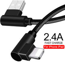 90 Degree 2.4A Fast Charging USB Charger Cable For iPhone 12 11 Pro XR XS Max 7 8 6s Plus SE 2 iPad Origin Data Cord Long Wire 2022 - buy cheap