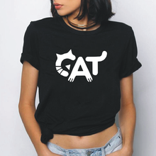 Cat Font Design Letter Print T-shirt Women Tops Black White Pink Short Sleeve Summer Casual Harajuku Cotton Plus Size T-Shirts 2024 - buy cheap