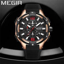 MEGIR Fashion Watch Men Chronograph Military Male Clock Top Brand Luxury Rubber Silicone Band Business Man Sport Wristwatch 2161 2024 - buy cheap