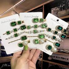 Horquillas de perlas para el pelo para mujer, pasadores de color verde geométrico, horquillas, adornos para el cabello, accesorios para diademas, 2021 2024 - compra barato