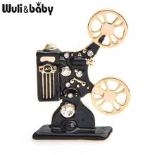 Wuli&baby Retro Projector Brooches Women Men White Black Enamel Bioscope Casual Party Brooch Pins Gifts 2024 - buy cheap