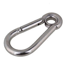 1pieces 100mm Silver 304 Stainless Steel Carabiner Spring Camping Climbing Safe Lock M10 Hook Eyelet Link 2024 - buy cheap