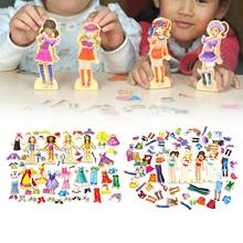 Quebra-cabeça de madeira magnético diy, brinquedo educacional para desenvolvimento, melhores votos, presente de natal para crianças, artesanato, presente 2024 - compre barato