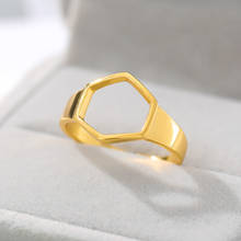 Кольца золотого цвета полые пятиугольные геометрические кольца на палец 2021 костяшки женские модные ювелирные изделия для женщин Свадебные подарки 2024 - купить недорого