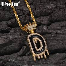 Uwin-collar con colgante de letra inicial de burbujas de aceite, Circonia cúbica, Zirconia, circonita, estilo hip-hop, joyería para hombres y mujeres 2024 - compra barato