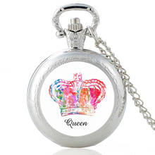 Reloj de bolsillo de cuarzo para hombre y mujer, diseño único de corona de Reina, con colgante, para regalo 2024 - compra barato