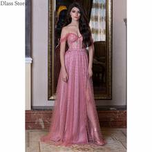 Evening Dresses 2020 Sexy Off Shoulder See Through Pearls Tulle Elegant Split A-line Sweetheart Neck Prom Dress вечернее платье 2024 - buy cheap