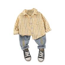 Spring Children Cotton Clothes Baby Boys Girls Plaid Shirt Pants 2Pcs/sets Autumn Kids Toddler Cartoon Clothing Infant Tracksuit 2024 - buy cheap