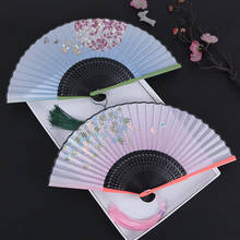Chinese Hand Fan Summer Classical Bamboo Dance Fans Portable Lady Silk Fan Abanicos Para Boda Abanico De Mano Chinese Gift Fans 2024 - buy cheap