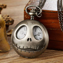 Reloj de bolsillo pesadilla antes de Navidad para hombre, conector hueco Skellington, collar de cuarzo, cadena para regalo de Navidad 2024 - compra barato