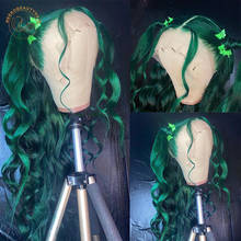 Green Lace Frontal Wigs Dark Green Curly 13X4 Lace Front Wig 180% Density Wavy Colored Human Hair Wigs Curl Closure Wigs 2024 - buy cheap