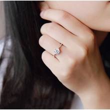 Anel de cristal de zircão ajustável, de seis garras, anel de casamento ajustável, joias femininas, anel de noivado para noivas, presentes de natal 2024 - compre barato
