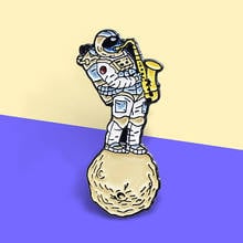 Cartoon Cosmic Astronaut Sax Brooches Custom Enamel Pin Cosmonaut Backpack Clothes Lapel Pin Badge Fun Jewelry Gift Kids Friends 2024 - buy cheap