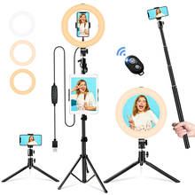 Anillo de luz Led con trípode, accesorio fotográfico de iluminación de 10 pulgadas con soporte, perfecto para selfis, estudio de fotografía y maquillaje, para teléfono y iPad 2024 - compra barato