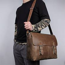 Luufan Crazy Horse Leather Men Shoulder Bag Big Capacity Casual Genuine Leather Messenger Bag Male Business Work shoulder Bag 2024 - buy cheap