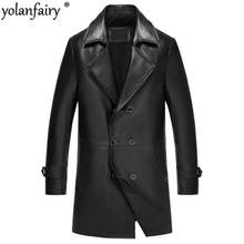 Leather Jacket Men Genuine Sheepskin Coat Autumn Winter Jacket Men Streetwear Windbreaker Long Coats 5xl Chaqueta LSY360 MY1675 2024 - buy cheap