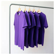 Летние базовые футболки из 100% хлопка с круглым вырезом, женские футболки с коротким рукавом, повседневные свободные топы Harajuku, женские фиолетовые футболки K747 2024 - купить недорого