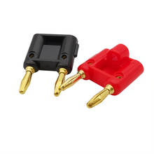 Conector de plugue banana duplo, 2/1 par de conectores de plugue banana macho com fileira dupla de 4mm, conector para amplificador de áudio e alto-falante, teste de fiação 2024 - compre barato