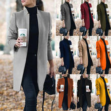 Женская куртка с воротником-стойкой Leosoxs, повседневная однотонная приталенная длинная куртка с длинным рукавом, пальто, Осень-зима 2020 2024 - купить недорого