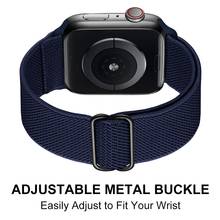Ремешок резиновый для Apple watch band 44 мм 40 мм 38 мм 42 мм, нейлоновый Эластичный регулируемый браслет для соло iWatch series 3 4 5 6 se 2 2024 - купить недорого