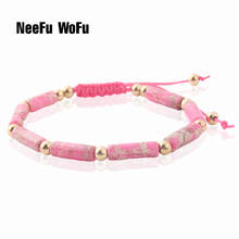 Neefu wofu pedra natural pulseira boêmio aço inoxidável pulseiras para mulheres artesanal frisado nacionalidade jóias 2024 - compre barato